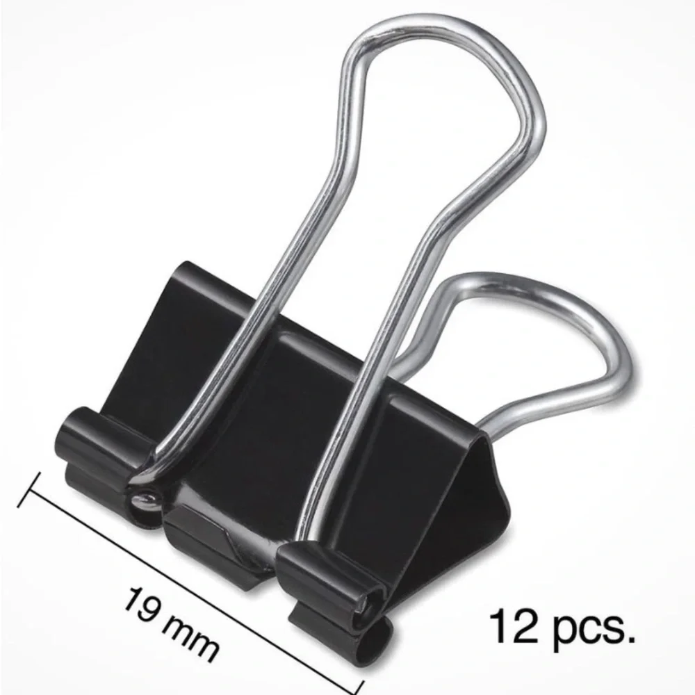 Small Binder Clips set of 12 - Black